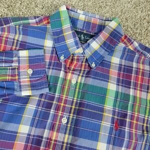 Vintage Ralph Lauren Classic Fit Mens Large Multicolor Plaid Pony Button Down LS